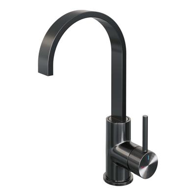 Brauer Gunmetal Carving Hoge Opbouw Wastafelmengkraan met Draaibare Platte Uitloop Model A Gunmetal Geborsteld PVD