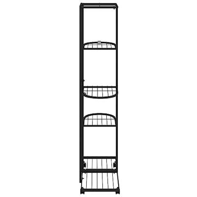 VidaXL Bloemenstandaard met wielen 5-laags 44x23x100 cm ijzer zwart VidaXL Bloemenstandaard met wielen 5-laags 44x23x100 cm ijzer zwart