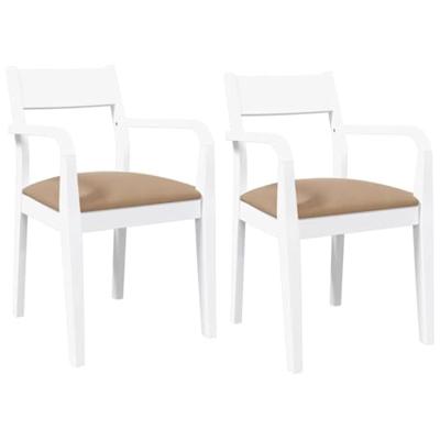 Eetkamerstoelen met kussens 2 st massief hout rubber wit Eetkamerstoelen met kussens 2 st massief hout rubber wit