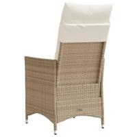 Tuinstoelen 2 st verstelbaar met kussens poly rattan beige - thumbnail