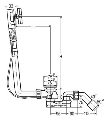 Kirchhoff VIEGA badafvoer en overloopgarnituur, 1 1/2" x 40/50 mm - VI101909