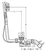 Kirchhoff VIEGA badafvoer en overloopgarnituur, 1 1/2" x 40/50 mm - VI101909 - thumbnail