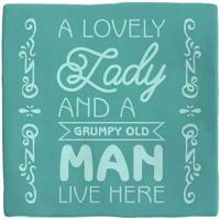 Plenty Gifts tegeltje keramiek lady & man 10x10cm blauw - thumbnail