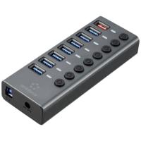 Renkforce RF-HUB-380 USB 3.2 Gen 2-hub 8 poorten Individueel schakelbaar, Met status-LEDs, Met aluminium behuizing Zilver-zwart - thumbnail