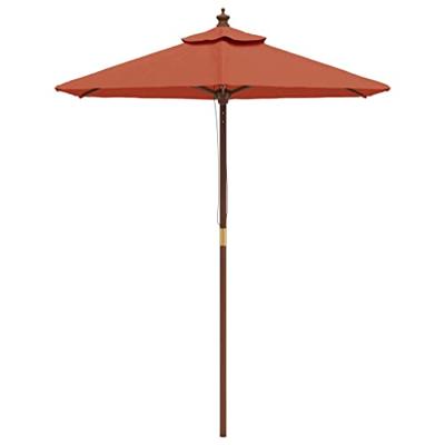 VidaXL Parasol met houten paal 196x231 cm terracottakleurig