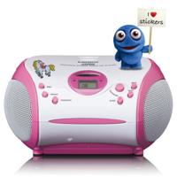Lenco Boombox met CD-speler FM-radio en stickers Roze - SCD-24PK KIDS - thumbnail