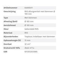 Nedco ventielrooster - voor diameter 100 mm - RVS - met klemmen - thumbnail