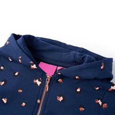 Kindervest met capuchon stippenprint 128 marineblauw Kindervest met capuchon stippenprint 128 marineblauw