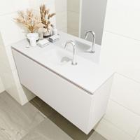 MONDIAZ OLAN 100cm toiletmeubel linen. LEX wastafel talc midden 1 kraangat - thumbnail