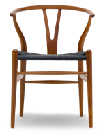 Carl Hansen & Søn CH24 Wishbone Stoel - Gelakt walnoothout met zwarte zitting - thumbnail