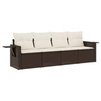 5-delige Loungeset met kussens poly rattan bruin - thumbnail