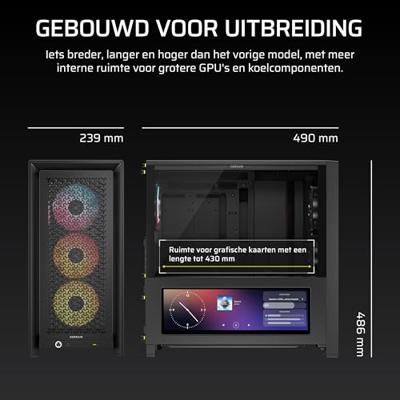 Corsair FRAME 4000D LCD RS ARGB Midi-tower PC-behuizing Zwart