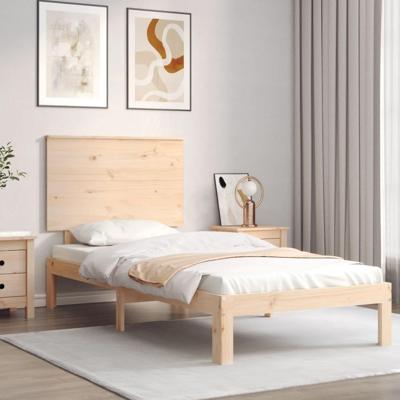 Bedframe met hoofdbord massief hout
