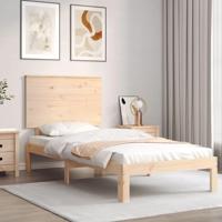 Bedframe met hoofdbord massief hout - thumbnail
