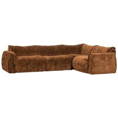 WOOOD Baggy Hoekbank Rechts - 3D Chenille - Midden Bruin - 81x396x214
