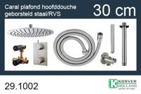 Regendouche set Wiesbaden Brushed UFO | Inbouw | Thermostaatkraan | 2-weg | Rond | Geborsteld staal - thumbnail