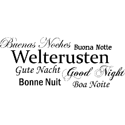 Welterusten in 7 talen - Muursticker