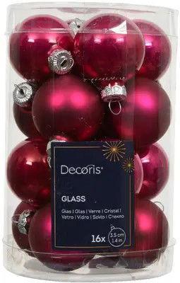 Kerstballen glas d3,5 cm pink 16 st Decoris - Decoris Kerstballen glas d3,5 cm pink 16 st Decoris - Decoris