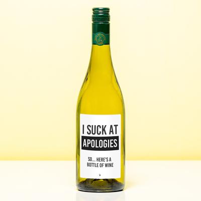 Wijnfles I suck at apologies - Wit (Sauvignon Blanc)