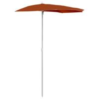 Parasol half met paal 180x90 cm terracottakleurig - thumbnail