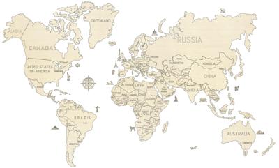 Wereld kaart in hout XXL