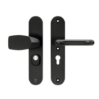AXA AXA Oval Plus veiligheidsbeslag voordeur Wing knop/U-kruk PC55 met kerntrekbeveiliging SKG3 - aluminium/zwart