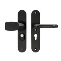 AXA AXA Oval Plus veiligheidsbeslag voordeur Wing knop/U-kruk PC55 met kerntrekbeveiliging SKG3 - aluminium/zwart - thumbnail