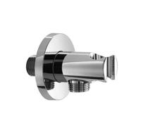 Handdouchehouder Hotbath Mate Met Uitlaat 6x6.5 cm Rond Geborsteld Nikkel - thumbnail