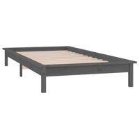 Bedframe LED massief hout grijs 90x200 cm - thumbnail