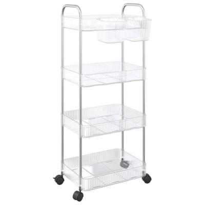 VidaXL Opbergtrolley 4-laags 37x28x95 cm acryl transparant