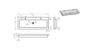 Wiesbaden Raw wastafel enkel met 2 kraangaten 120x46x5 cm hardsteen gezoet