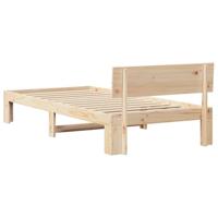 Bedframe met hoofdbord 75x190 cm van massief grenenhout - thumbnail