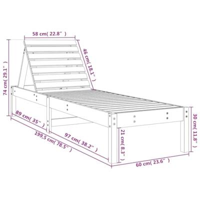 Ligbed 199,5x60x74 cm massief grenenhout bruin