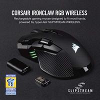 Corsair IRONCLAW RGB muis Rechtshandig RF Wireless + Bluetooth + USB Type-A Optisch 18000 DPI - thumbnail