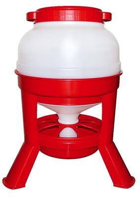 Pluimvee voertoren 20 l rood hopper op pootjes