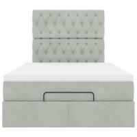 Ottoman bed met matrassen en LED's 120x200cm fluweel lichtgrijs - thumbnail