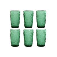 Glazenset Home ESPRIT Groen Kristal Met reliëf 370 ml (6 Stuks) - thumbnail