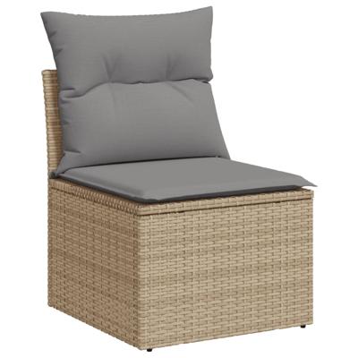 4-delige Loungeset met kussens poly rattan beige - thumbnail