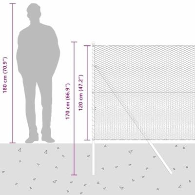 VidaXL Afrasteringspaal zilver 25 x 1,2 m (25 mm gaas) staal