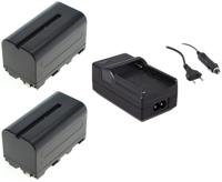 Voordeelset 2 x accu NP-F750 + lader voor o.a. Ledgo Nanguang LuxPad43 - thumbnail