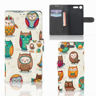 Sony Xperia XZ1 | Telefoonhoesje | Met pasjeshouder | Vrolijke Uilen Sony Xperia XZ1 | Telefoonhoesje | Met pasjeshouder | Vrolijke Uilen