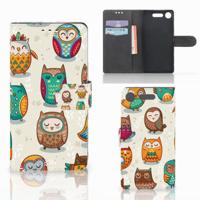 Sony Xperia XZ1 | Telefoonhoesje | Met pasjeshouder | Vrolijke Uilen - thumbnail