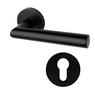 Mooi Deurbeslag Deurklink geveerd Modern mat zwart rond met ronde cilinderrozetten Mooi Deurbeslag Deurklink geveerd Modern mat zwart rond met ronde cilinderrozetten