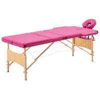 VidaXL Massagetafel inklapbaar 3 zones hout roze - thumbnail