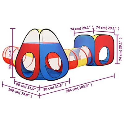 VidaXL Kinderspeeltent met 250 ballen 190x264x90 cm meerkleurig