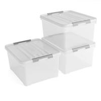 Curver Opbergboxen 3 St Handy+ Met Deksel 35 L Transparant - thumbnail