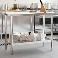 VidaXL Keukenwerktafel 110x55x85 cm roestvrij staal - thumbnail