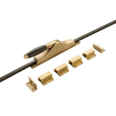 De Oude Deurklink Pomp Espagnolet Klassiek messing getrommeld met zwarte stangenset 2x150cm De Oude Deurklink Pomp Espagnolet Klassiek messing getrommeld met zwarte stangenset 2x150cm