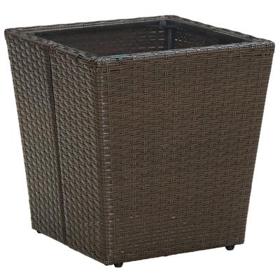 VidaXL Salontafel 41,5x41,5x44 cm poly rattan en gehard glas bruin VidaXL Salontafel 41,5x41,5x44 cm poly rattan en gehard glas bruin
