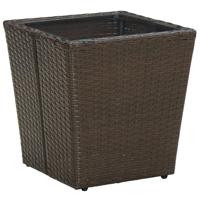 VidaXL Salontafel 41,5x41,5x44 cm poly rattan en gehard glas bruin - thumbnail